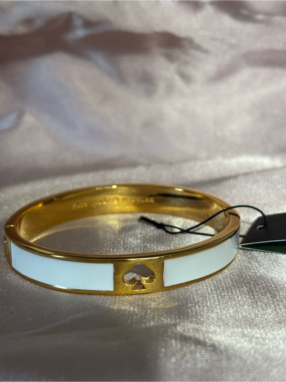 kate spade Gold Tone Bangle with White Enamel Spade Accent